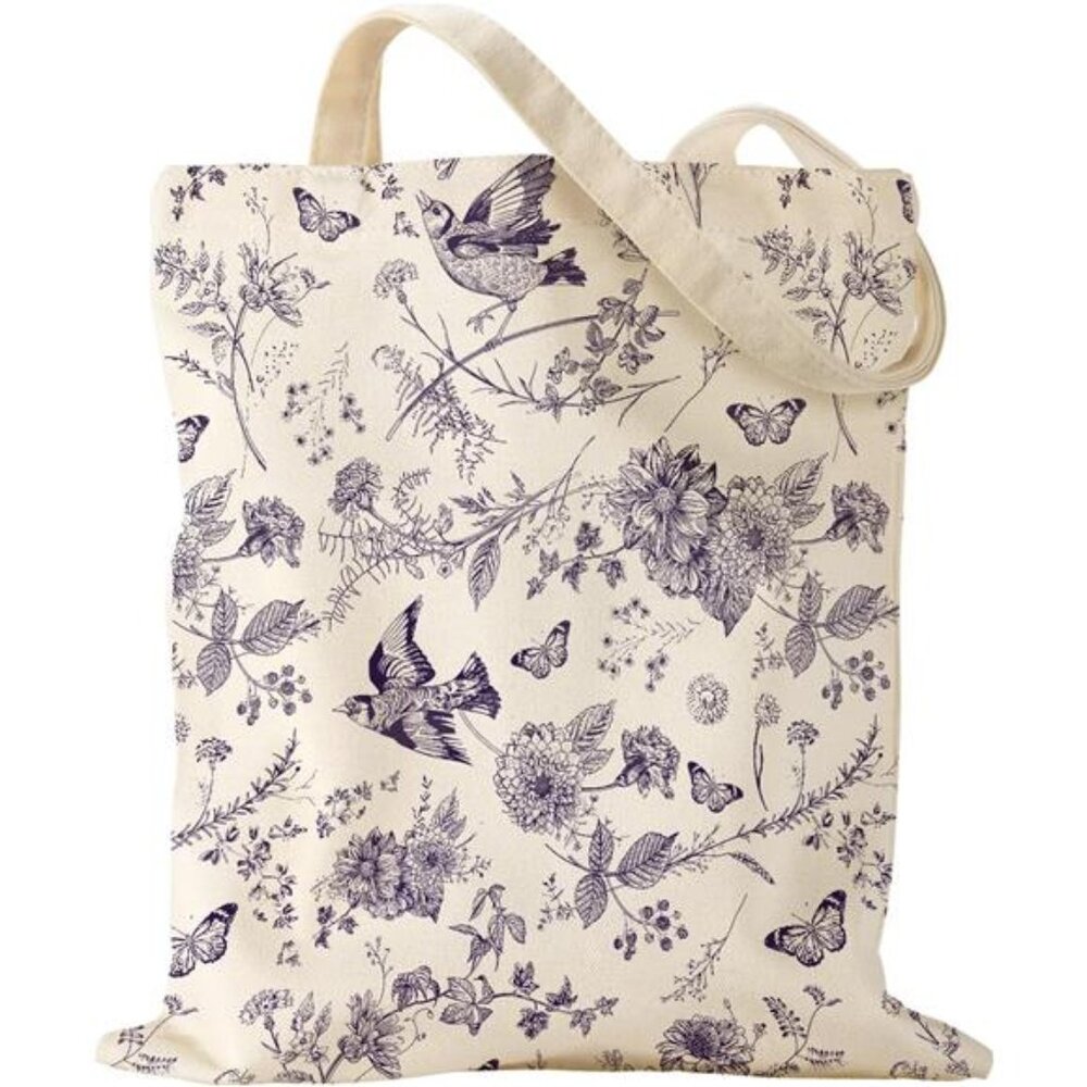 Canvas Tote Bag - Sturdy Cloth Cotton Totes Bag with Pattern Shoulder Bag